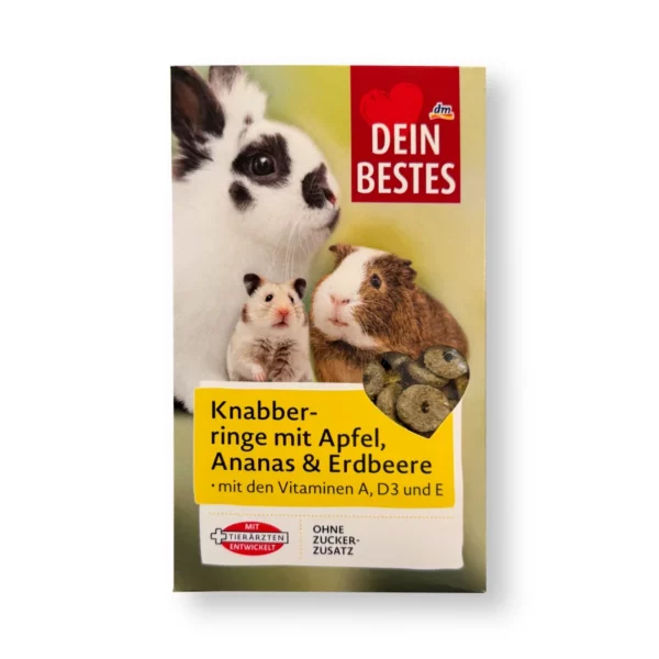 Nagersnack Knabberringe mit Apfel, Ananas & Erdbeere, 250 g