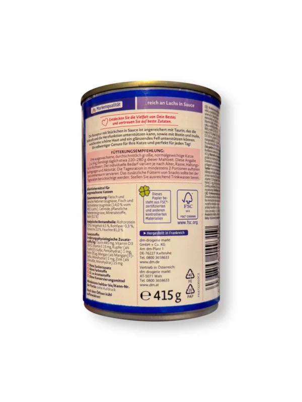 Nassfutter Katze reich an Lachs in Sauce, 415 g