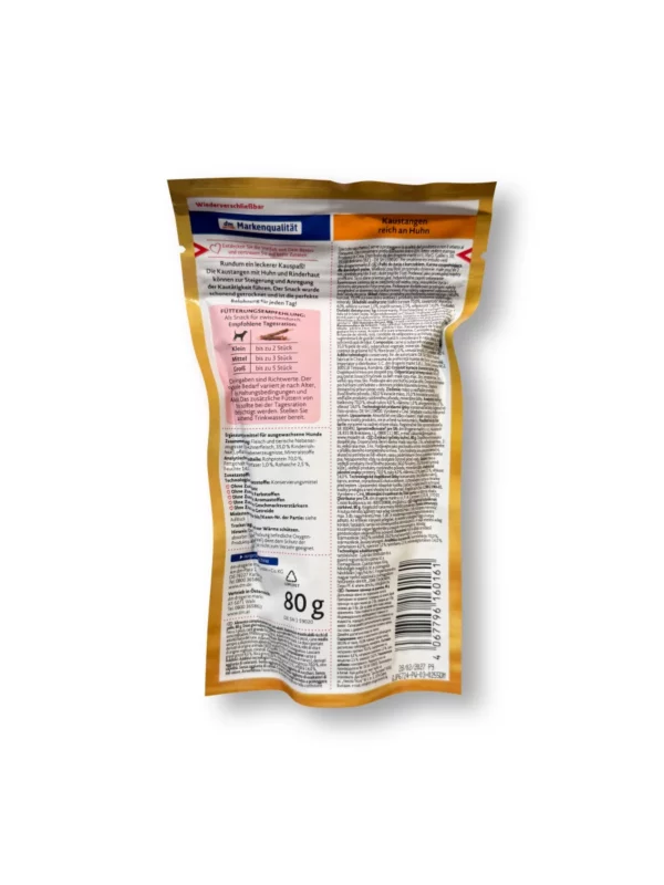 Hundeleckerli Kaustangen reich an Huhn, Exquisit, 80 g