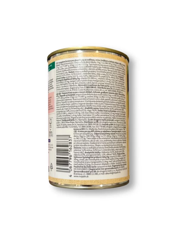 Nassfutter Hund mit Wild, Karotten, Erbsen & Leinöl, Naturverliebt, 400 g