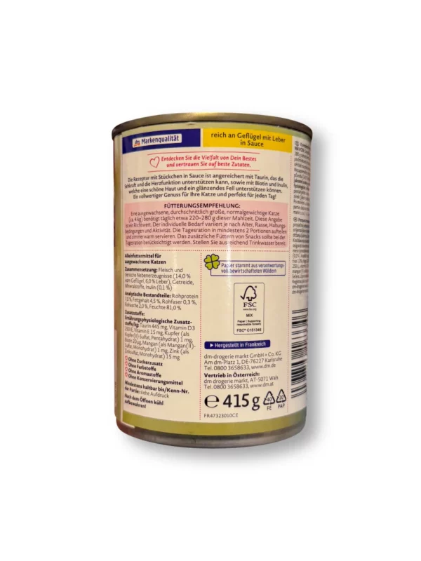 Nassfutter Katze reich an Geflügel & Leber in Sauce, 415 g