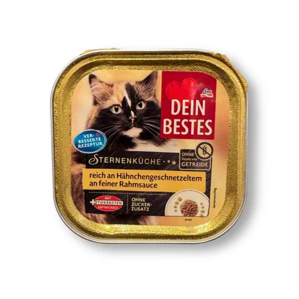 Nassfutter Katze reich an Hähnchengeschnetzeltem an feiner Rahmsoße, Sternenküche, 100 g Nassfutter Katze reich an Hähnchengeschnetzeltem an feiner Rahmsoße, Sternenküche, 100 g