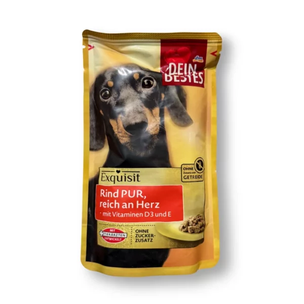Nassfutter Hund Rind pur, reich an Herz, Exquisit, 150 g