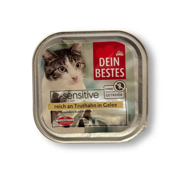 Nassfutter Katze sensitive reich an Truthahn in Gelee, 100 g