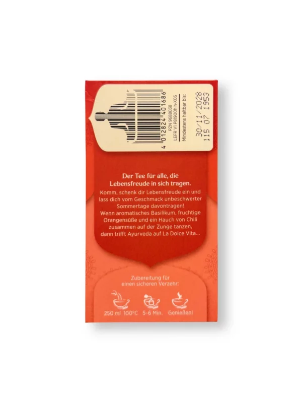 Kräutertee "Lebensfreude" mit Basilikum, Orangenschale & Chili (17 Beutel), 30,6 g Kräutertee "Lebensfreude" mit Basilikum, Orangenschale & Chili (17 Beutel), 30,6 g