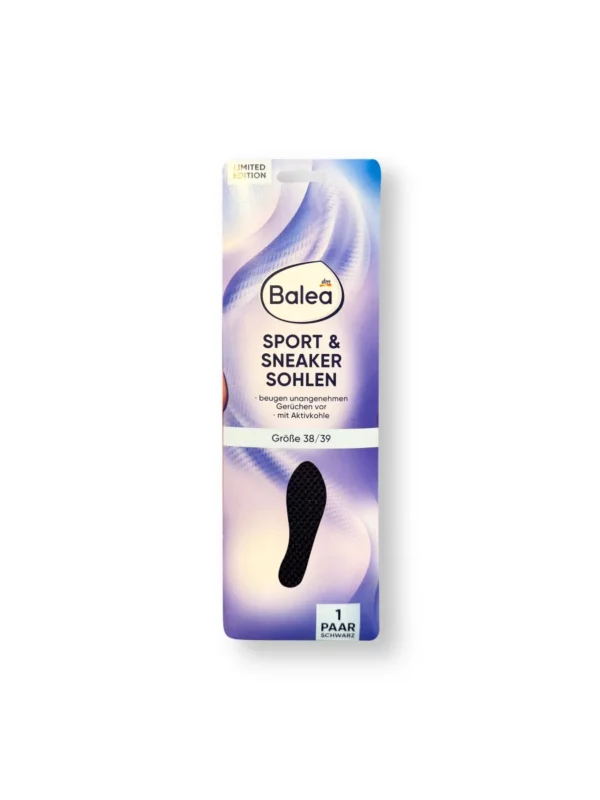 Sports & Sneaker Insoles, Black, Size 38/39 (1 pair), 2 pcs