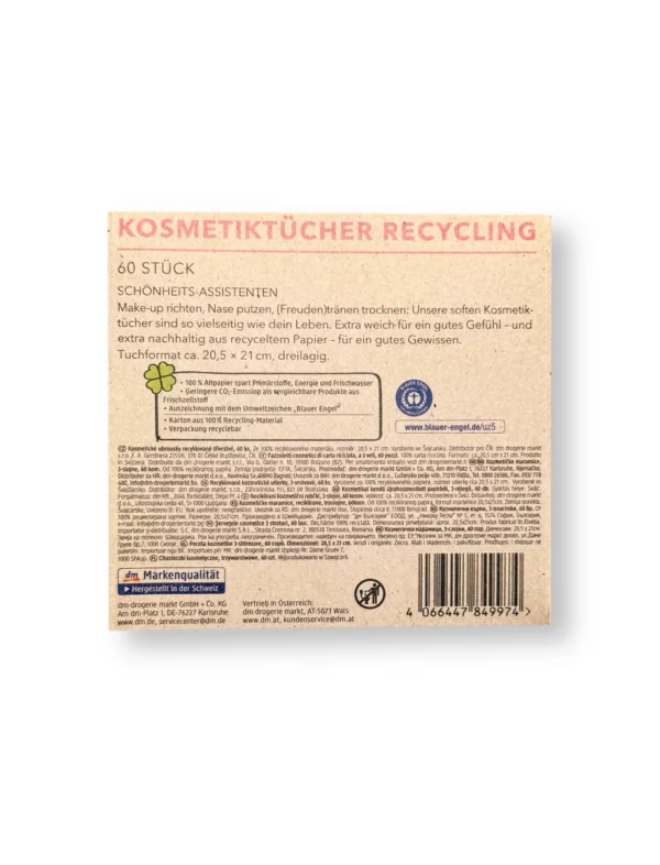 Recycled 3-ply facial tissues, 60 count