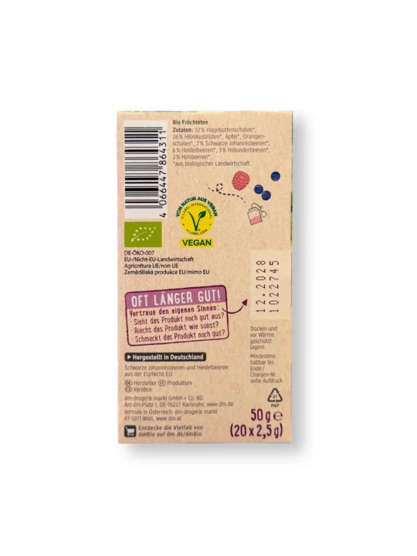 Früchtetee Waldfrucht mit schwarzer Johannisbeere & Heidelbeere (20 Beutel), 50 g