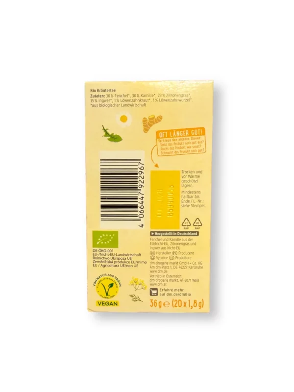 Kräutertee "Dein Bauchgefühl" mit Fenchel, Kamille & Zitronengras (20 Beutel), 36 g