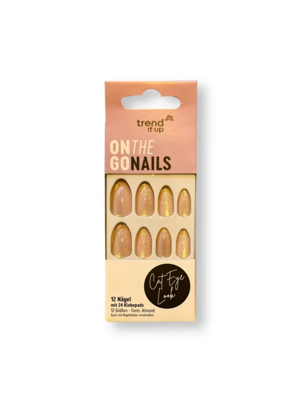 On The Go Nails Cat Eye Look Artificial Nails, 12 pcs