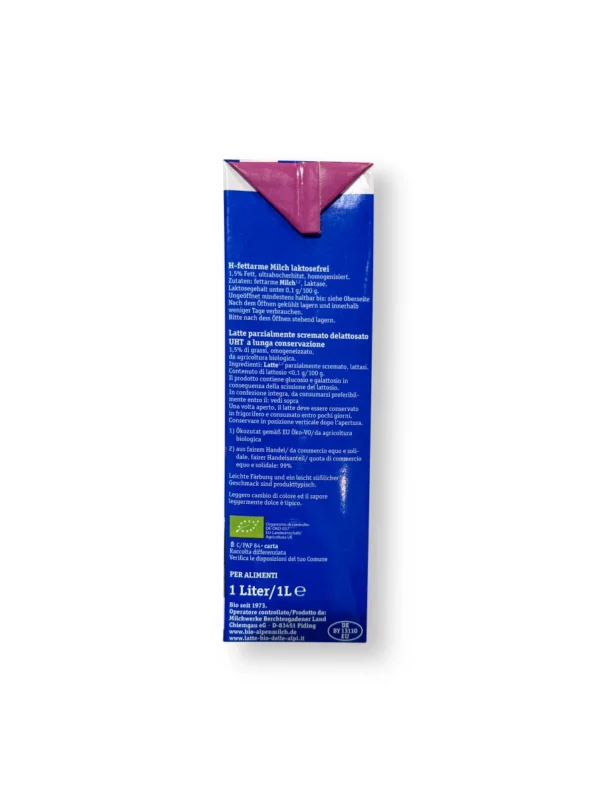 Milch, haltbare Alpenmilch, 1,5% Fett, laktosefrei, 1 l Milch, haltbare Alpenmilch, 1,5% Fett, laktosefrei, 1 l